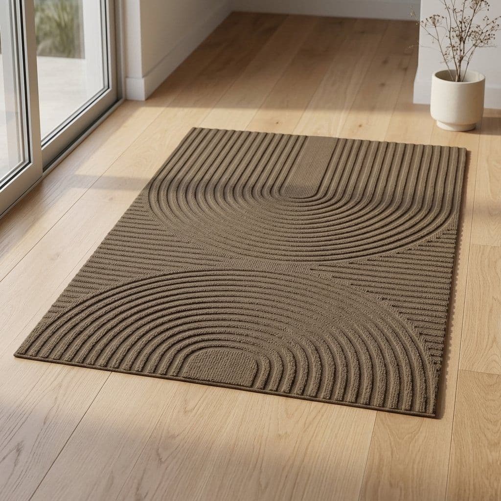 Linea Arc doormat on a wooden floor